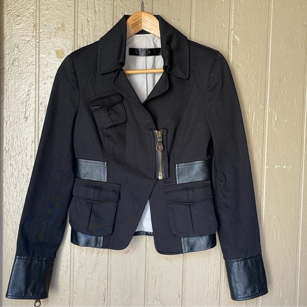 L.A.M.B. Hybrid Black Women's Jacket with Leather Accents